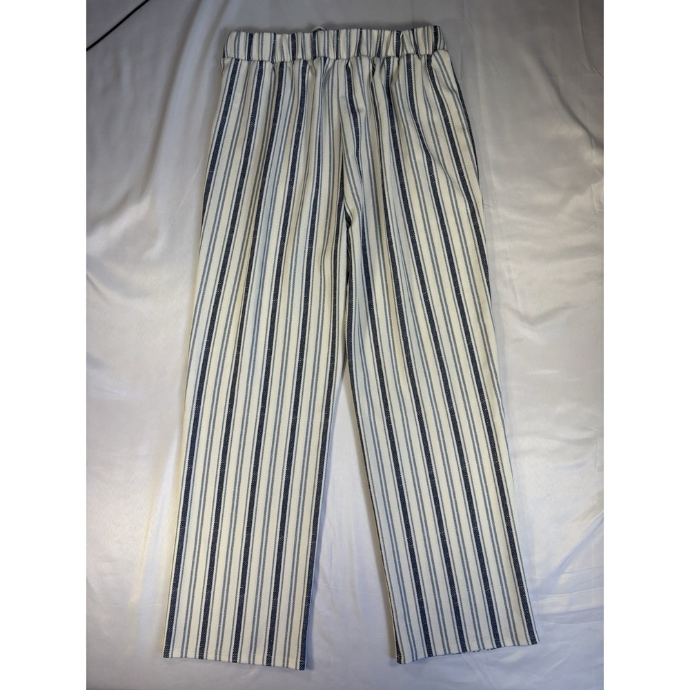 Derek Heart Women's L/XL White Blue Striped Wide Leg Pants Coastal BOHO Resort - Picture 2 of 7